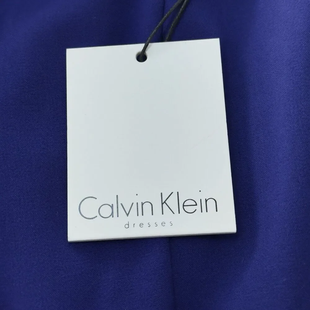 Calvin Klein Blue Dress Full Skirt Fit & Flare Party Sz 8 NWT - Picture 10 of 17